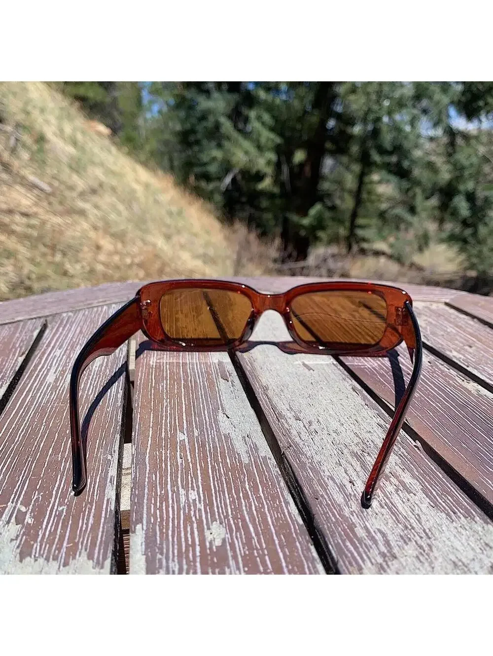 Vintage y2k style Burgundy Brown high quality square shaped sunglasses. Tinted
